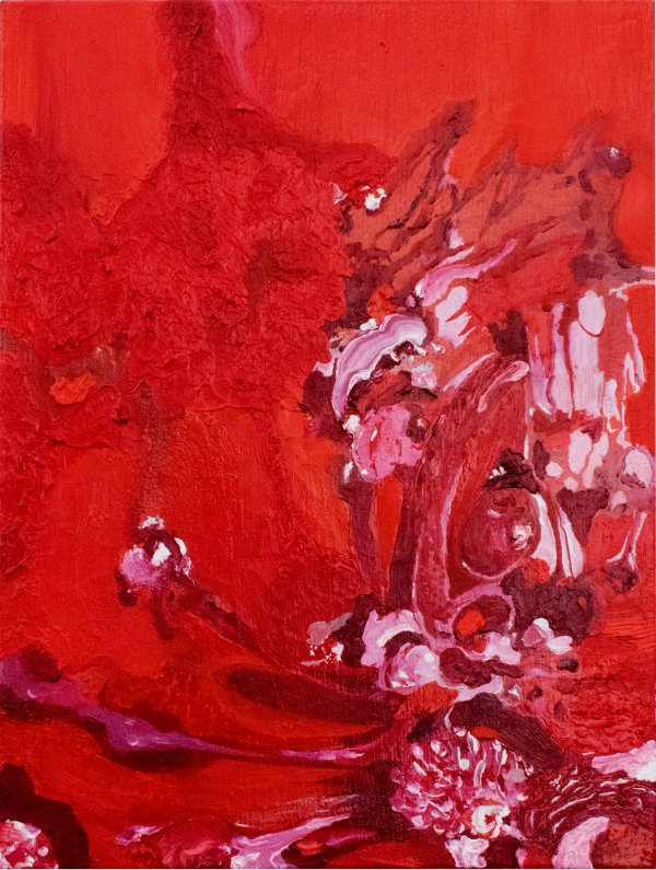 Lorenzo Conforti, l'alba del giullare, 40x30 cm, olio, vernice spray su tela, 2021